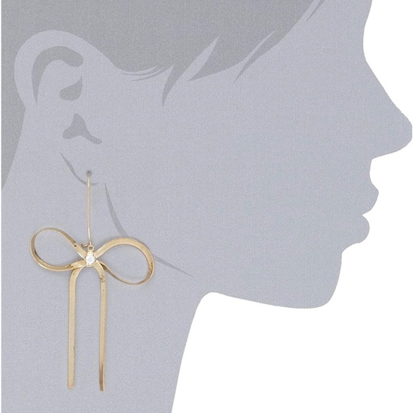 Betsey Johnson Textured Bow Drop Earrings - Picture 2 of 5